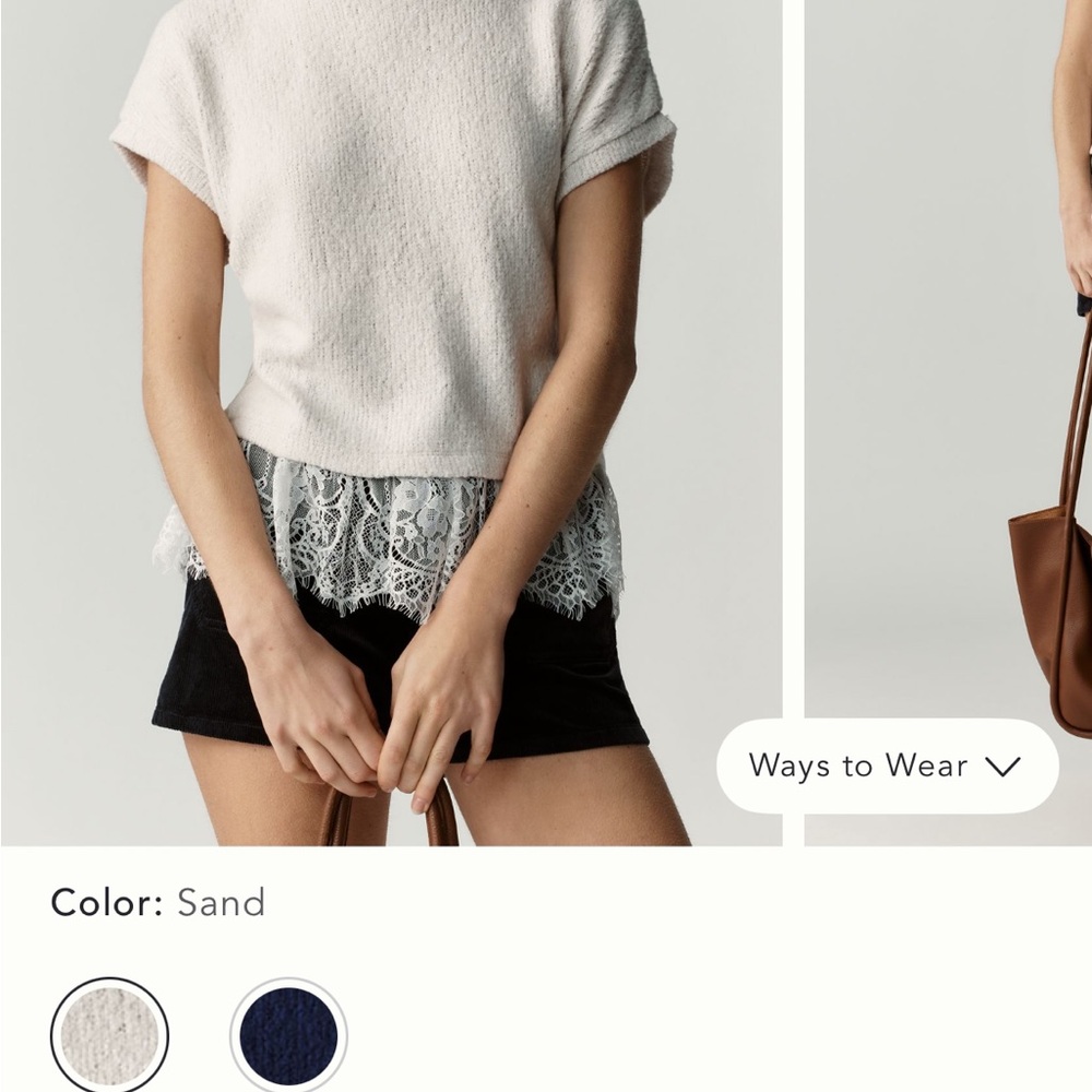 Anthropologie Sand Lace Hem Blouse